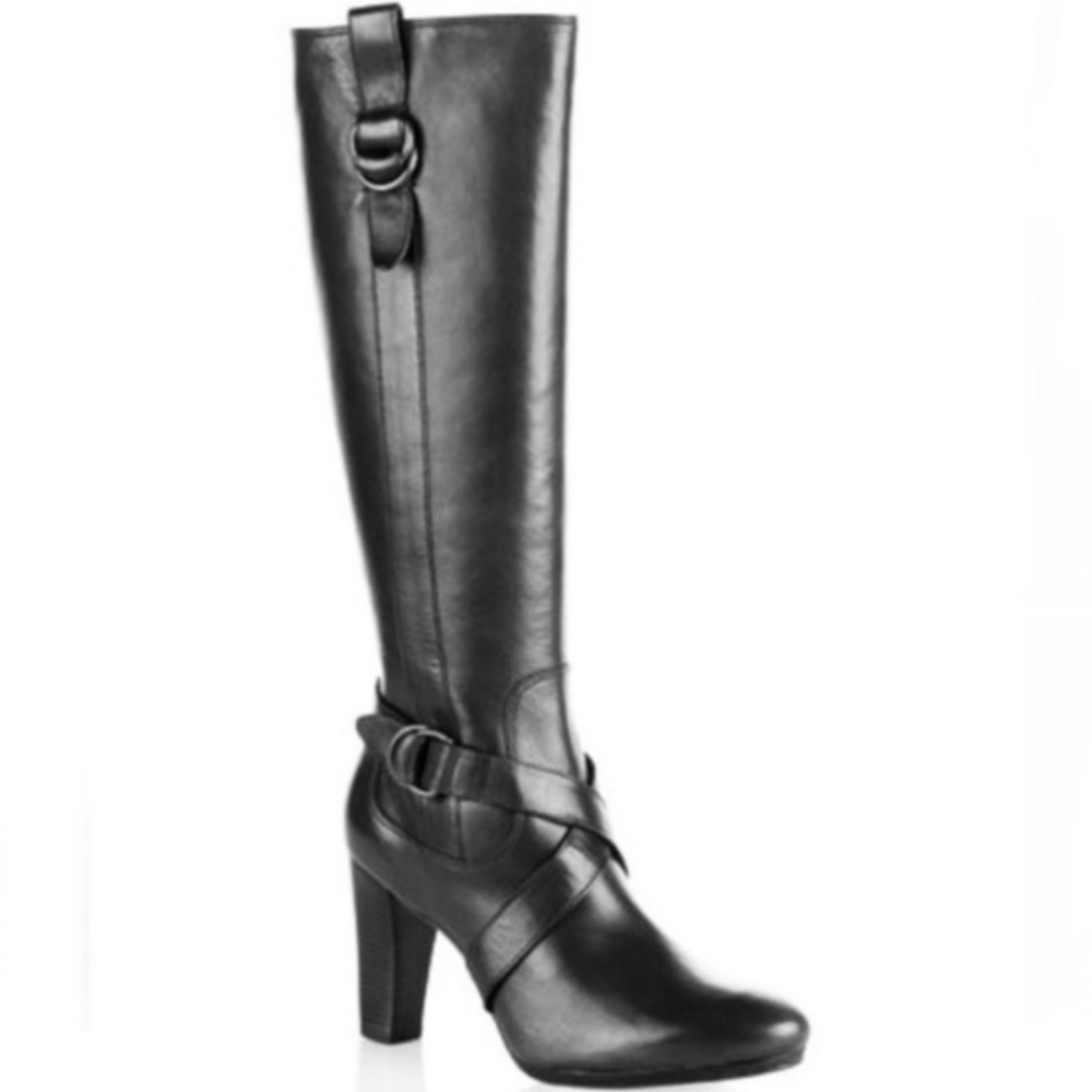 Cole Haan Black Courtney Leather Nike Air Heeled Boots Size 10B